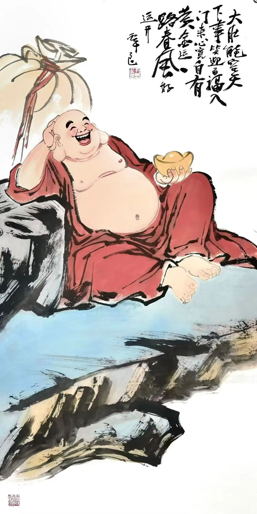 弥勒佛禅意水墨画4