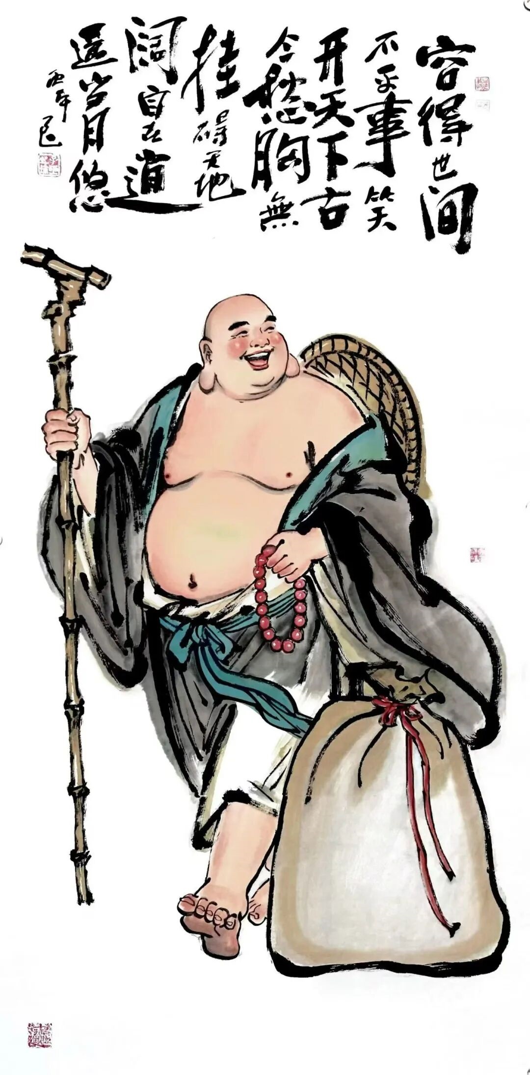 弥勒佛禅意水墨画